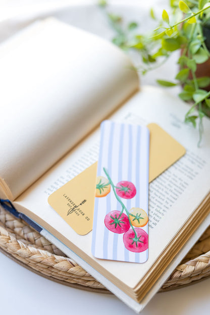 Tomatoes And Stripes Paper Bookmark