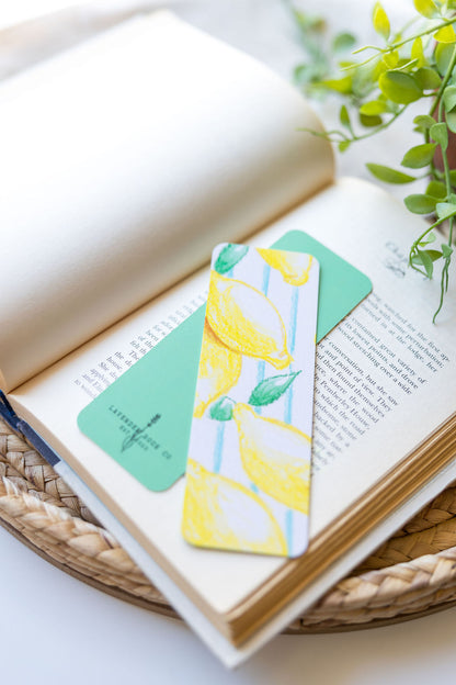 Lemons And Stripes Paper Bookmark