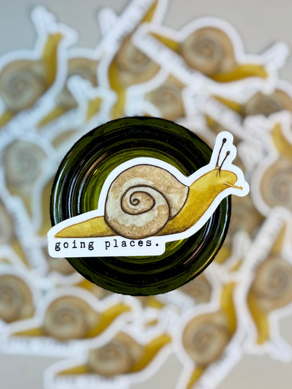 Going Places Snail Vinyl Sticker