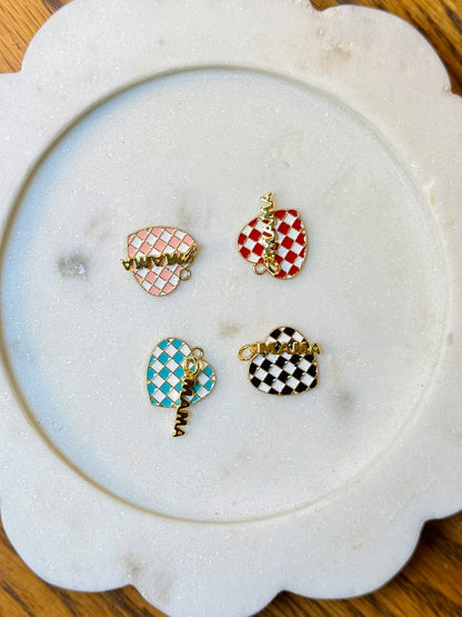 Personalized Checkered Heart 'Mama' Tumbler Charm