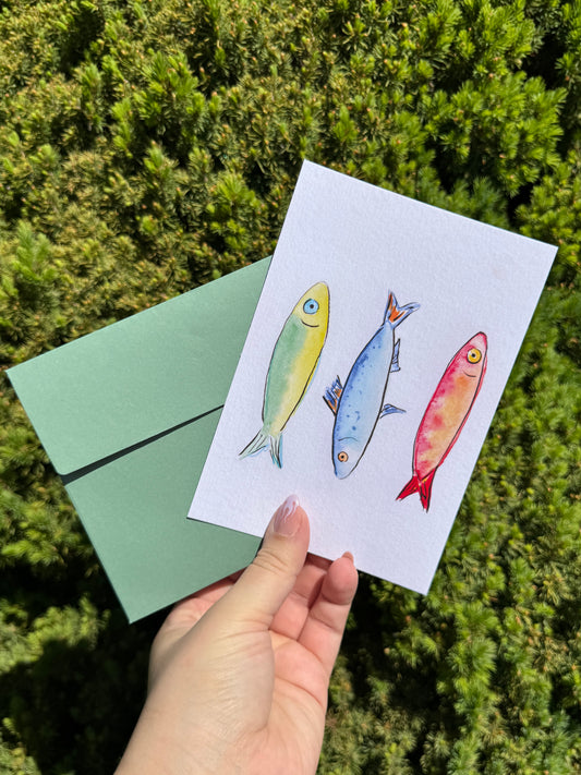 "Sardine Trio" Art Print/Greeting Card