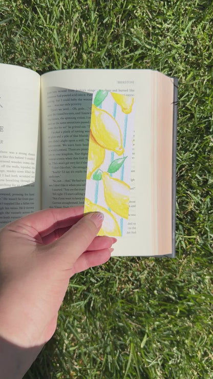 Lemons And Stripes Paper Bookmark