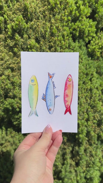 "Sardine Trio" Art Print/Greeting Card